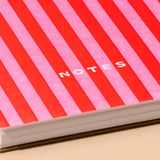 Letterpress Spiral Pocket Notebook | Red/Pink Stripe