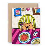 Puppy Pasta Night - Greeting Card
