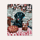 Black Lab At Pizza Restaurant | Paint-by-Number Kit: 11x14 in