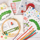 Splash Mermaid | Junior Cross Stitch Kit: Premium kit (with hoop and bag)