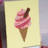 Ice Cream Whippy | Junior Cross Stitch Kit: Premium kit (with hoop and bag)