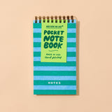 Letterpress Spiral Pocket Notebook | Blue/Green Stripe