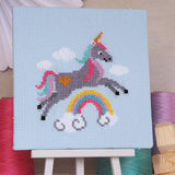 Sparkle Unicorn | Junior Cross Stitch Kit: Premium kit (with hoop and bag)