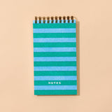 Letterpress Spiral Pocket Notebook | Blue/Green Stripe
