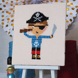 Ahoy Pirate | Junior Cross Stitch Kit: Premium kit (with hoop and bag)