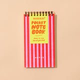 Letterpress Spiral Pocket Notebook | Red/Pink Stripe